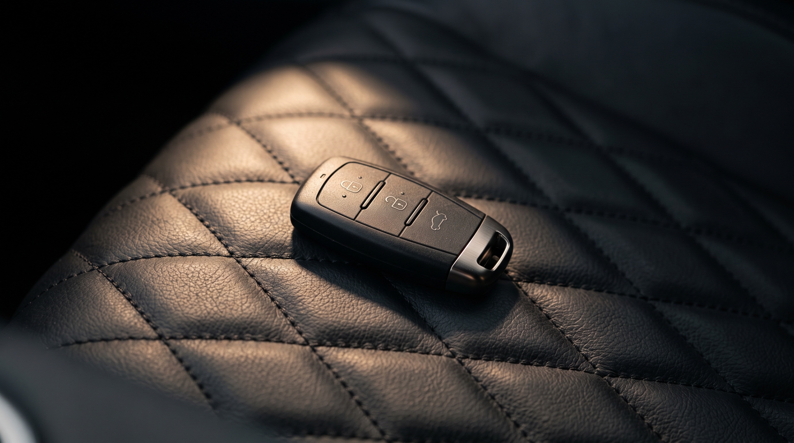 Key fob on quilted leather