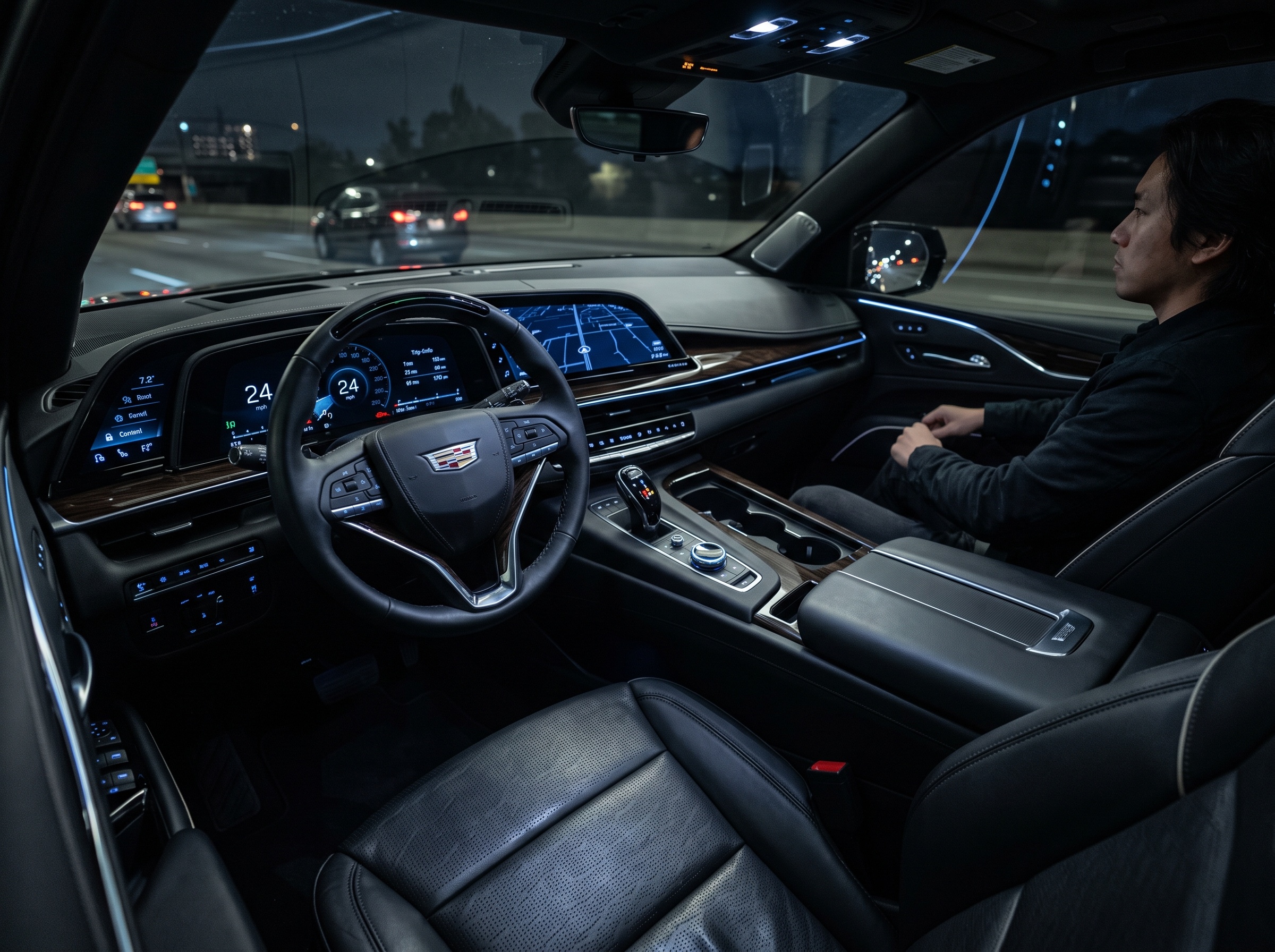 Escalade-V cabin with curved OLED display